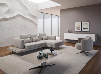 Living room Sofa set Corner sofa L-shape new Armchair Luxury Wood Coffee table